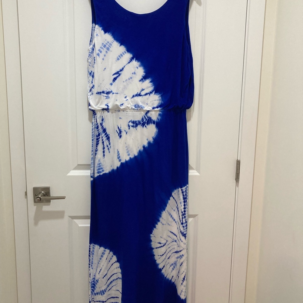 INC International Concepts Blue and White Tie-Dye Maxi Dress